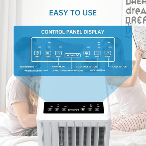 Mobile Klimaanlage 7000 BTU 3-in-1- Kühlung, Entfeuchtung 36L/Tag & Ventilator | 24h-Timer, Schlafmodus, Fernbedienung | Geeignet für Räume bis 15 m² | Weiß