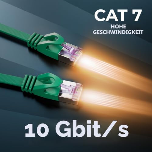 deleyCON 1m Flaches CAT7 Netzwerkkabel 10 Gbit/s, 5 Stück - Bunt