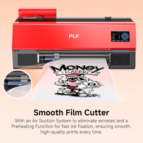 PLK A3 Plus XP600 DTF-Drucker, doppelt so schnell wie L1800/L805, 4,5-Zoll-Touchscreen, automatische Reinigung, duales Weißtintensystem, Folienschneider, Textildrucker, inklusive Tinte für 2 Jahre
