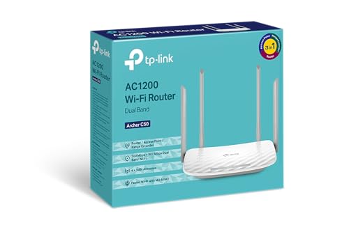 TP-Link Archer C50 AC1200 Dualband WLAN Router, Unterstützt keine DSL-Funktion, Router-/Access-Point-/Repeater-Modus, 5*100 Mbps Ports, IPv6