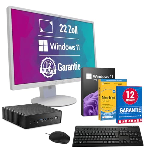 All-in-One Paket - Komplett Mini PC - Intel Core i5 Computer ■8 GB DDR4 RAM ■256 GB SSD Speicher ■Windows 11 Pro ►22 Zoll HD+ Monitor ►USB Maus & Tastatur ►WiFi & Bluetooth