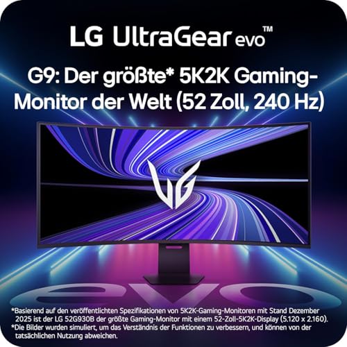 LG Ultragear™ 52G930B-B 52 Zoll 21:9 Curved 5K2K VA Gaming Monitor, 240Hz, DisplayHDR™ 600, AMD FreeSync Premium, USB-C (90W), Schwarz