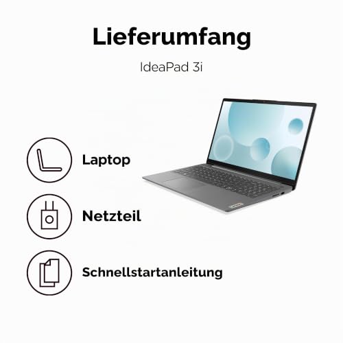 Lenovo IdeaPad 3 Notebook 39,6 cm (15,6 Zoll), FHD (1920 x 1080), Intel Core i3-1215U, 8 GB RAM, 512 GB SSD, Windows 11 Home, WiFi 6 – Arctic Grey, exklusiv von Amazon