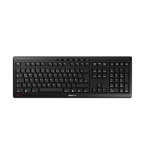 CHERRY Stream Keyboard Wireless, Kabellose Tastatur, Deutsch, Schwarz | QWERTZ-Layout, Verbindung über 2,4 GHz Funk mit USB-Dongle, Plug & Play, Leise Tasten, Flaches Design, Batteriebetrieben