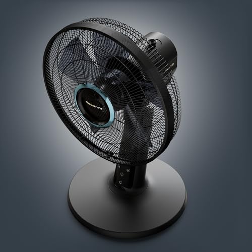 Rowenta Turbo Silence Extreme+ Tischventilator, Schwarz VU2750 | 32 dB(A), leistungsstarker Luftstrom bis 7,5 m, 5 Geschwindigkeiten & 2 Modi, 120° Oszillation, Fernbedienung, Farbe: Schwarz
