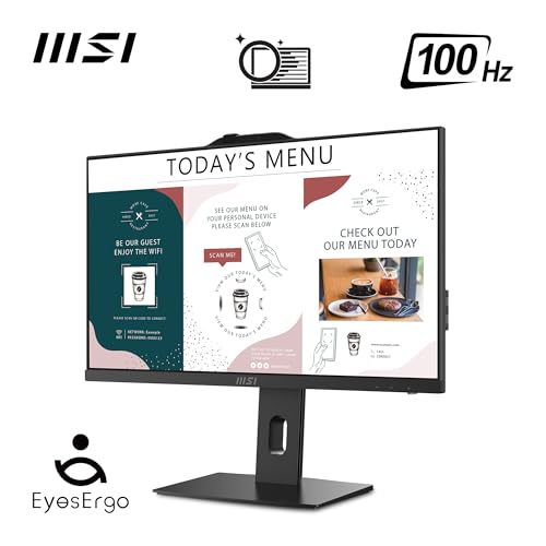 MSI PRO AP242P 14M-635DE AIO Desktop PC, 23,8 Zoll FHD IPS 100 Hz Bildschirm, i5-14400, 8 GB DDR5 RAM, 512GB PCIe NVMe SSD, WiFi 6E, Webcam - Tastatur, Maus, Windows 11 Pro - schwarz