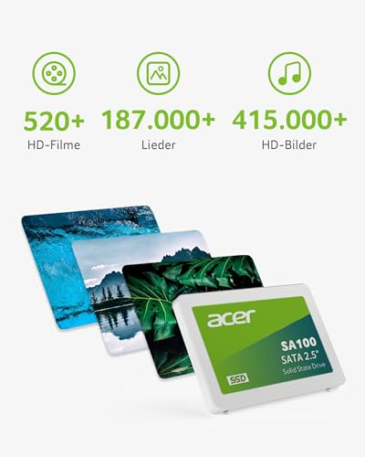acer SA100 960GB SATA 6Gb/s 2,5 Zoll SSD – bis zu 560 MB/s Lesen & 500 MB/s Schreiben, interne Festplatte für Laptop PC - stoßfest & leise, ideal als System-Upgrade