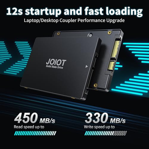 JOIOT Interne SSD 128 GB interne Festplatte, Bis 450 MB/s Lesen & 330 MB/s Schreiben, interne SSD 128 GB SATA III 2,5 Zoll Solid State Drive Interne kompatibel mit Laptop und Desktop-PC Schwarz