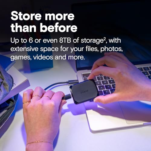 Crucial X10 2TB Externe SSD Festplatte, bis zu 2.100MB/s, USB-C 3.2 Gen2, IP65 Wasser- und Staubgeschützt, Portable SSD für Mac, PC, Smartphone und Spielkonsole, Schwarz - CT2000X10SSD9C02