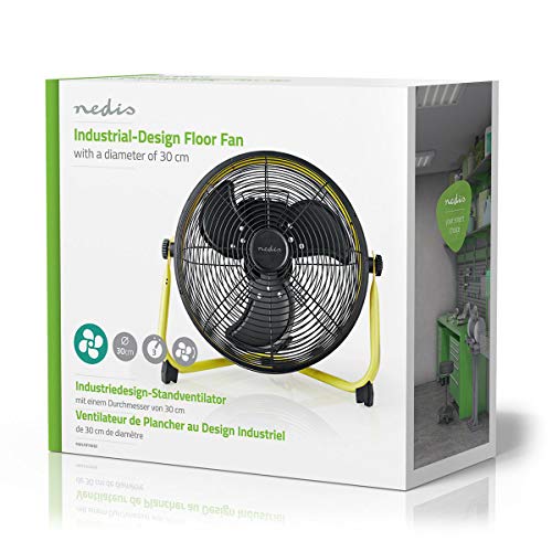 NEDIS Bodenventilator - 300 mm - 3-Geschwindigkeitsstufen - Kippbar - Gelb/Schwarz