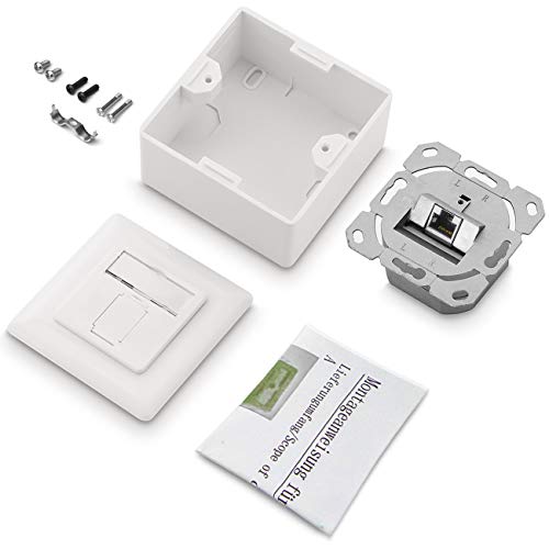 deleyCON CAT6a Universal Netzwerkdose 1x RJ45 Port geschirmt, 1 Stück, Weiß