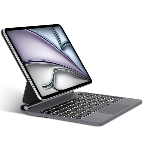 SENGBIRCH Magic Tastatur mit hülle für iPad Air 11" (M4 2026/M3 2025/M2 2024) - Deutsches QWERTZ Layout Hintergrundbeleuchtung Multi-Trackpad Keyboard für iPad Pro 11 Zoll 4./3./2./1, Schwarz