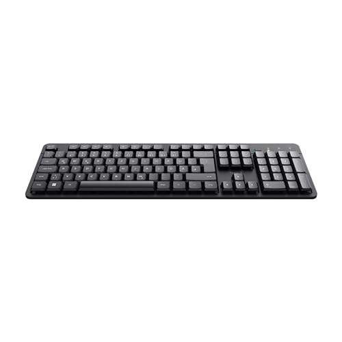 Trust ODY II Leise Tastatur Kabellos Deutsches Layout (QWERTZ), Schwarz | Flachen Tasten, Funktastatur Spritzwassergeschützt, RF 2.4GHz USB-Empfänger, PC Laptop Computer Mac