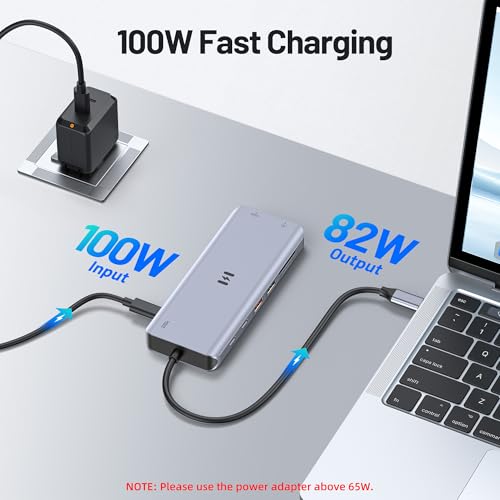 USB C DockingStation 4 Monitore, Dual HDMI DP VGA, für MacBook Dell Hp