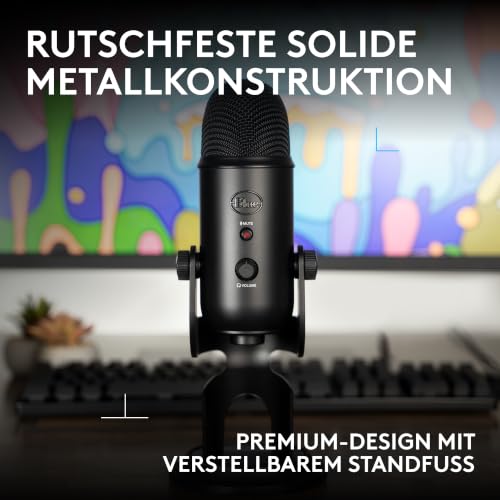 Logitech G Blue Microphones Yeti Mikrofon für Aufnahmen, Gamer USB-Mikrofon | Professionelles Youtube-Mikrofon für Streaming, Podcasting, Gaming, Voiceover, Plug 'n Play auf PC und Mac, PC-Mikrofon