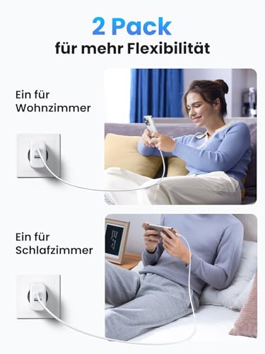 UGREEN USB C Ladegerät 20W, 2-Pack iPhone Schnellladegerät, 2 Ports