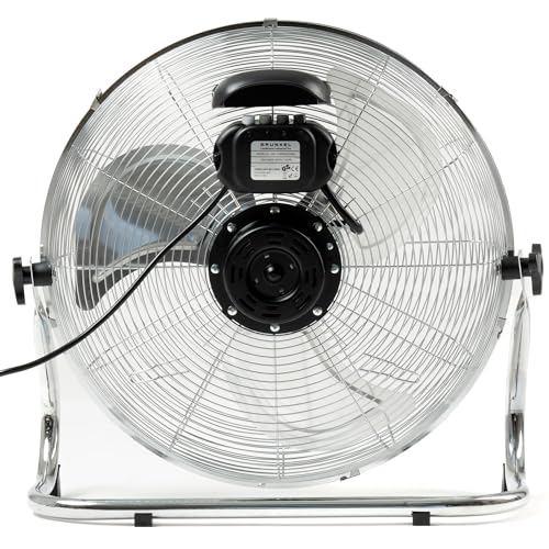 Grunkel Industrieller Bodenventilator aus Edelstahl mit 45 cm Durchmesser - MET-H16INDUSTRIAL - mit 3 verschiedenen Geschwindigkeiten und verstellbarem Neigungswinkel - 90 W - Metall (40,6 cm)