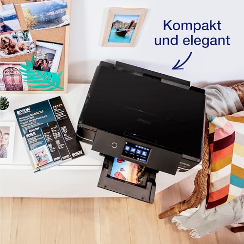 Epson Expression Photo XP-970 3-in-1 Tintenstrahl-Multifunktionsgerät Drucker (Scanner, Kopierer, WiFi, Ethernet, Duplex, 10,9 cm Touchscreen, Einzelpatronen, 6 Farben, DIN A3) schwarz