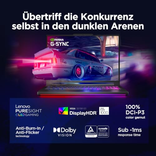 Lenovo Legion Pro 7i Gaming AI Laptop | 16" WQXGA 240Hz OLED Display | Intel Core Ultra 9 | 64GB RAM | 1TB SSD | NVIDIA GeForce RTX 5080 | Windows 11 | QWERTZ | AI Chip LA3 | 3 Monate GamePass
