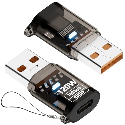 USB auf USB C Adapter (2 Pack), USB auf Typ-C Adapter, USB 3.2 Gen2 10Gbps | High-Speed Kabelkonverter, Kompatibel mit MacBook iPhone 17/16/15 iPad Samsung Galaxy S25 S24 S23 A56 A16 A36, Schwarz