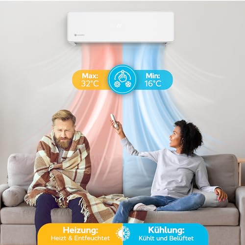 ZENIRO Klimaanlage Split Set - Reine Luft mit Ionisator - WiFi/App-Funktion Klimagerät Kühlen A++/Heizen A+ 3,2kW 12000 BTU Sehr Leise - Fernbedienung, Timerfunktion - Montagematerial