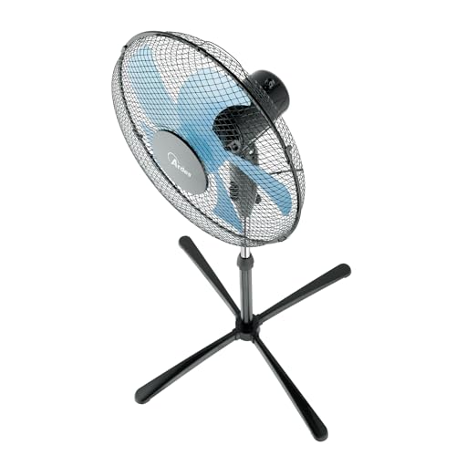 Ardes STEELO 40PN Standventilator 50W 40 cm mit Automatischer Oszillation, Höhen- und Neigungsverstellung, 3 Geschwindigkeiten, Total-Black-Design und 5 Flügel