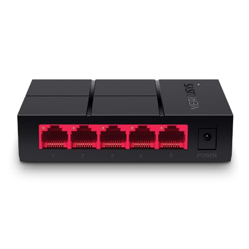 Mercusys MS105G 5-Ports Gigabit Netzwerk Switch, Automatische Aushandlung, Automatische MDI/MDIX-Umschaltung, Plug and Play, MAC-Adressen-Lernen, 105×70×24.9 mm