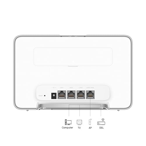 HUAWEI 4G CPE 3[New], SIM LTE Router, Cat 7, DL 300 Mbit/s/UL 100 Mbit/s, 5 GHz WLAN 864 Mbit/s, 4 GE-Anschlüsse, Gleichzeitiger Anschluss von 64 Geräten, Visualisiertes intelligentes Management