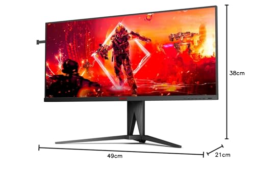 AOC AGON AG405UXC - 40 Zoll WQHD Gaming Monitor, 144 Hz, 1 ms GtG, HDR400, FreeSync Prem., G-Sync comp., (3440x1440, HDMI, DisplayPort, USB-C (90W PD), USB Hub) schwarz/rot