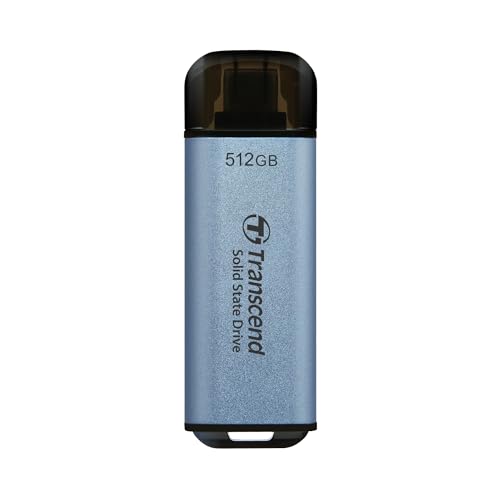 Transcend 512GB ESD300 Portable SSD 1050 MB/s Typ C, Himmelblau, USB-Stick | Externe SSD mit USB 3.2 Gen 2 für iPhone 17, 16, 15, iPad, Mac, Pixel 11, Steam Deck, Android und Smart-TV