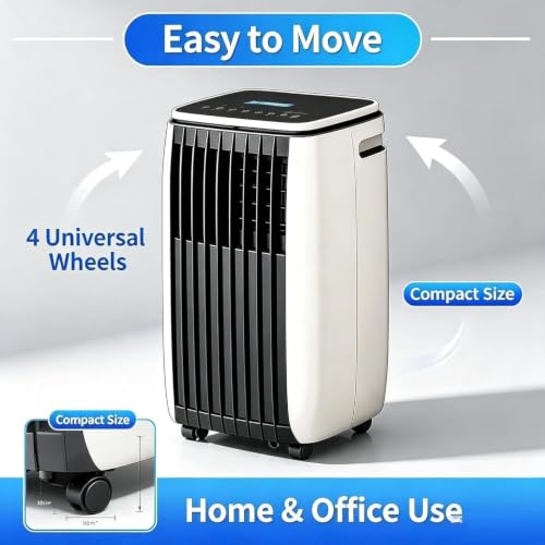 14000 BTU Mobile Klimaanlage für Raumkühlung, 220-240V 50Hz Standgerät mit leisem Kompressor, Fensterabdichtung & Abluftschlauch, Rollen, kompakt, C+hot & Cold 12000 Btu, C+Hot & Cold 12000 BTU