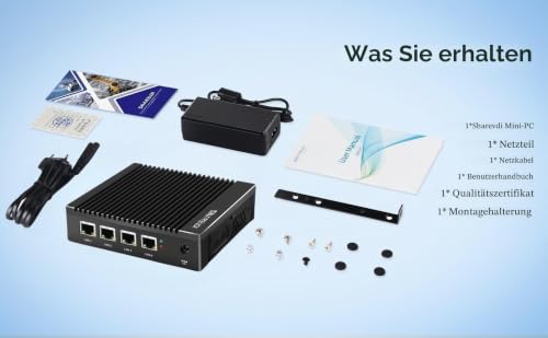 Micro-Firewall-Gerät Intel J3710/N3700 Quad-Core-lüfterlosesMini-PC mit 4 Anschlüssen, Intel 2,5 GbE i226 Gigabit-Netzwerkkarte AES-NI, USB 3.0/HDMI/VGA, 8 GB DDR3, 128 GB SSD
