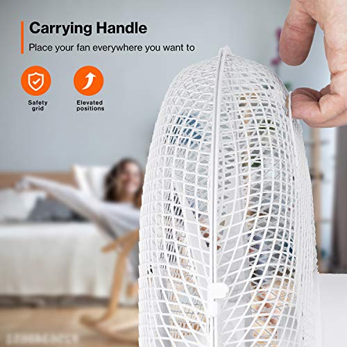 TRESKO AERSON Standventilator 40cm | Ventilator höhenverstellbar bis 120cm | Standlüfter hoher Luftdurchsatz und sehr leise | Windmaschine mit 3 Geschwindigkeitsstufen & Oszillationsfunktion ca. 80°