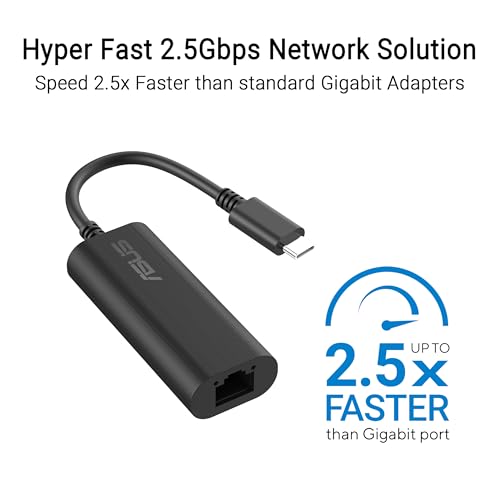 ASUS USB-C2500 V2 USB-C 2.5G Ethernet Adapter | RJ45 LAN, USB-C Hochgeschwindigkeitsübertragung, kompatibel mit 2.5G/1G/100Mbps