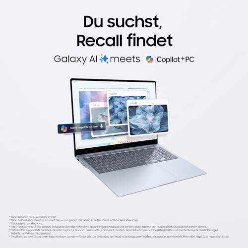 Samsung Galaxy Book4 Edge Galaxy AI-Laptop, 16-Zoll-Display, 16GB RAM, Snapdragon X Elite Pro Prozessor, Notebook 1TB Speicher, Copilot+ PC, Sapphire Blue, 3 Jahre Herstellergarantie