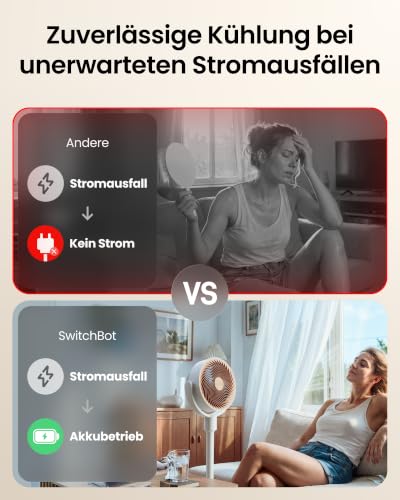 SwitchBot Standventilator mit Luftzirkulation mit RGB-Beleuchtung, 22 dB-ultra-leise, Fernbedienung, Matter via Hub, 9,15 m³/min Luftstrom, höhenverstellbar, 4 Modi, 9 Geschwindigkeiten, 9h-Timer