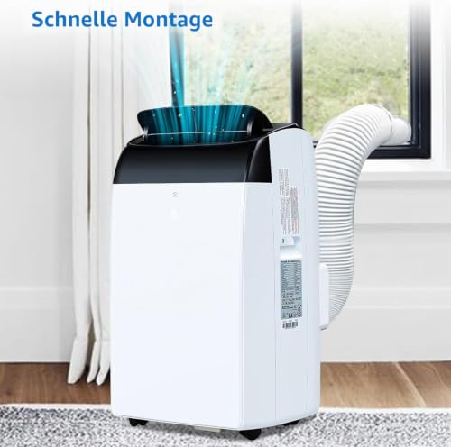 Tragbare 3-in-1-Klimaanlage mit 10000 BTU – mit Fernbedienung, Ventilator, Luftentfeuchter, leisem Betrieb und Rollen; geeignet für Schlafzimmer, Wohnzimmer und Büros.