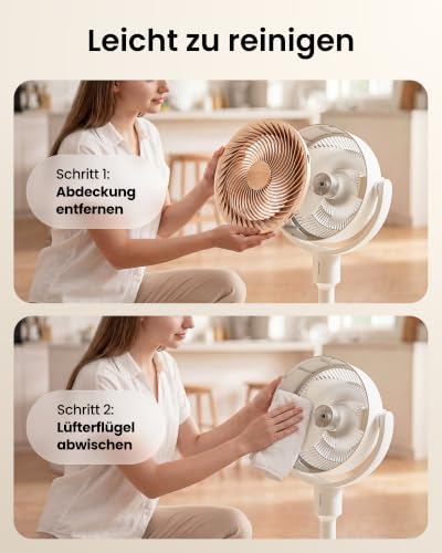 SwitchBot Standventilator mit Luftzirkulation mit RGB-Beleuchtung, 22 dB-ultra-leise, Fernbedienung, Matter via Hub, 9,15 m³/min Luftstrom, höhenverstellbar, 4 Modi, 9 Geschwindigkeiten, 9h-Timer