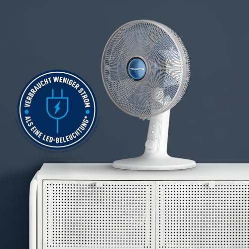 Rowenta Turbo Silence Extreme+ Tischventilator leise, leistungsstark, 4 Geschwindigkeiten, 45 m3/Mi, 38 dB(A),Stille-Nacht-Modus, Turbo Boost, Automatische Oszillation, weiß, VU2730