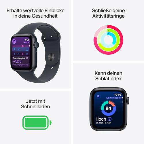 Apple Watch SE 3 GPS 40 mm Smartwatch mit Aluminiumgehäuse in Polarstern und Sportarmband in Polarstern (S/M). Fitness‑ und Schlaftracker, Herzfrequenzmesser, Always-On Display, Wasserschutz