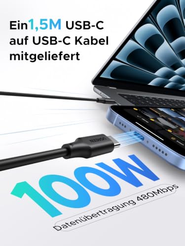 UGREEN USB C Ladegerät 45W, PD iPhone Netzteil, PPS Schnellladegerät | Inkl. 1x 1,5m Kabel, ideal für unterwegs, kompatibel mit iPhone 17 Pro Max, Galaxy S26, S25, MacBook Neo/Air, iPad, Pixel 9