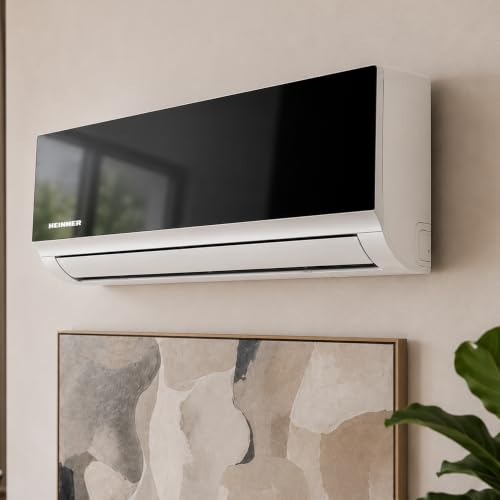 Heinner HAC-MRB12WHWIFI Mirror Klimaanlage 12000 BTU, Split-Klimagerät mit WiFi, A++ Kühlung, A+ Heizung, 3D Inverter, Sleep, Follow Me, Auto-Clean, Silence, Turbo, 8°C Heizfunktion, Schwarz/Weiß