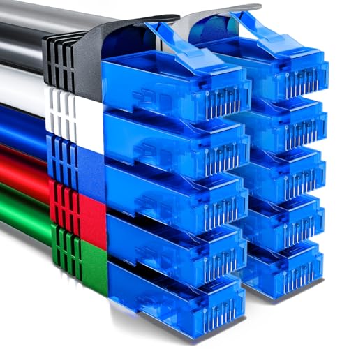 deleyCON 0,5m CAT6 Netzwerkkabel Set U-UTP RJ45, 10 Stück - Bunt | Kurzes 50cm CAT-6 LAN Kabel, Patchkabel, Ethernetkabel für DSL, Switch, Router, Modem, Repeater und Patchpanel