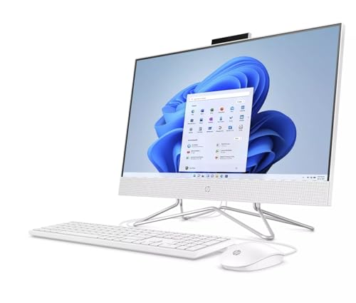 HP 60.5 cm All-in-One Desktop PC - mit Microsoft Office Lifetime License, FHD Display, Intel i3 Dual-Core Prozessor, 720P Webcam, mit kabelgebundener Tastatur & Maus, Windows 11 Pro (16GB RAM | 512GB