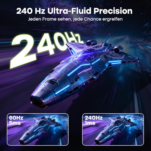 Amzfast 27 Zoll Curved Gaming Monitor 240Hz, 1920x1080 FHD, VA Curved 1500R, 1ms MPRT, Adaptive Sync, 4000:1 Kontrast, 95% DCI-P3, 130% sRGB, HDR, HDMI 2.0&DP 1.4, VESA 100x100mm, AMZG27C1 Pro