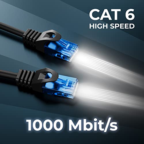 deleyCON 2m CAT6 Netzwerkkabel Set U-UTP RJ45, 5 Stück - Schwarz | CAT-6 LAN Kabel, Patchkabel, Ethernetkabel für DSL, Switch, Router, Modem, Repeater und Patchpanel