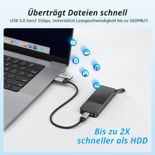 SANZANG Master Externe SSD 2TB, Bis zu 1050MB/s, USB 3.2 Gen2