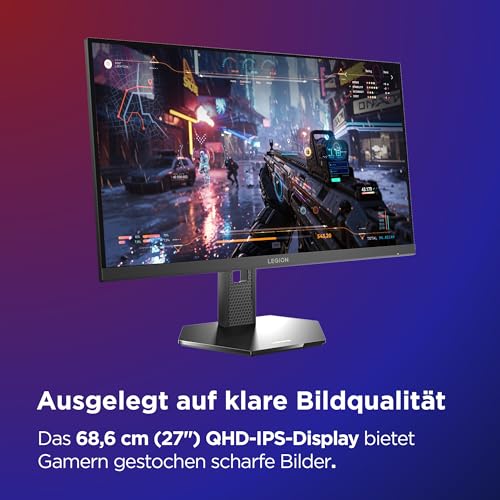 Lenovo Legion 27QD-10 | 27" QHD Gaming Monitor | 240 Hz | 0.5ms | Gaming | 2560x1440 | 2K Auflösung | HDMI 2.1 | DisplayPort | Höhenverstellbar | Entspiegelt | AMD FreeSync Premium | Schwarz