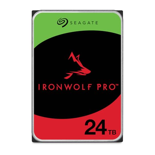 Seagate 24TB IronWolf Pro Interne NAS-Festplatte | SATA (ST24000NTZ02) | 7200 U/Min. Professionelle NAS-HDD. 24/7-Leistung, AgileArray, All-CMR, 550TB/Jahr, Health-Monitoring.