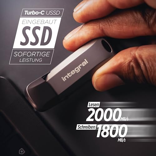 Integral USSD 1 TB Turbo-C USB 3.2 Gen 2×2 Metall-USB-Stick mit ultraschneller tragbarer SSD, Lesen bis zu 2.000 MB/s & Schreiben bis zu 1.800 MB/s – langlebiges Zinklegierungsdesign